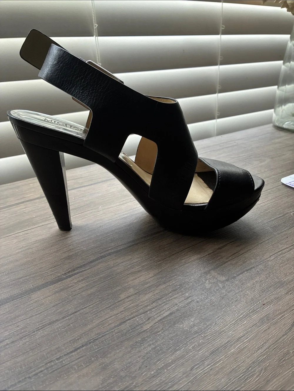 Michael Kors Black Leather Platform Slingback Heels